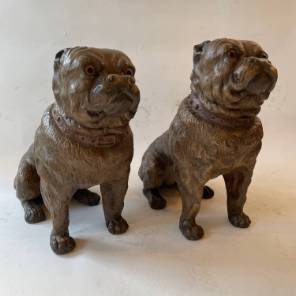 A Pair of Terracotta  Mastiffs 